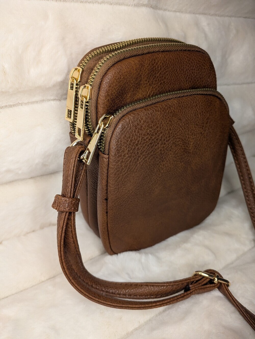 Triple Zipper Faux Leather Crossbody - Picture 2 of 10